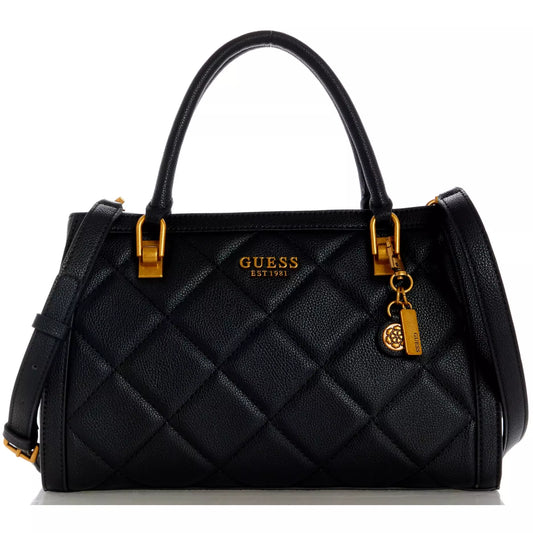 GUESS Black satchel w/ mid compartment Convertible crossbody handbag w/  Charms | eBay