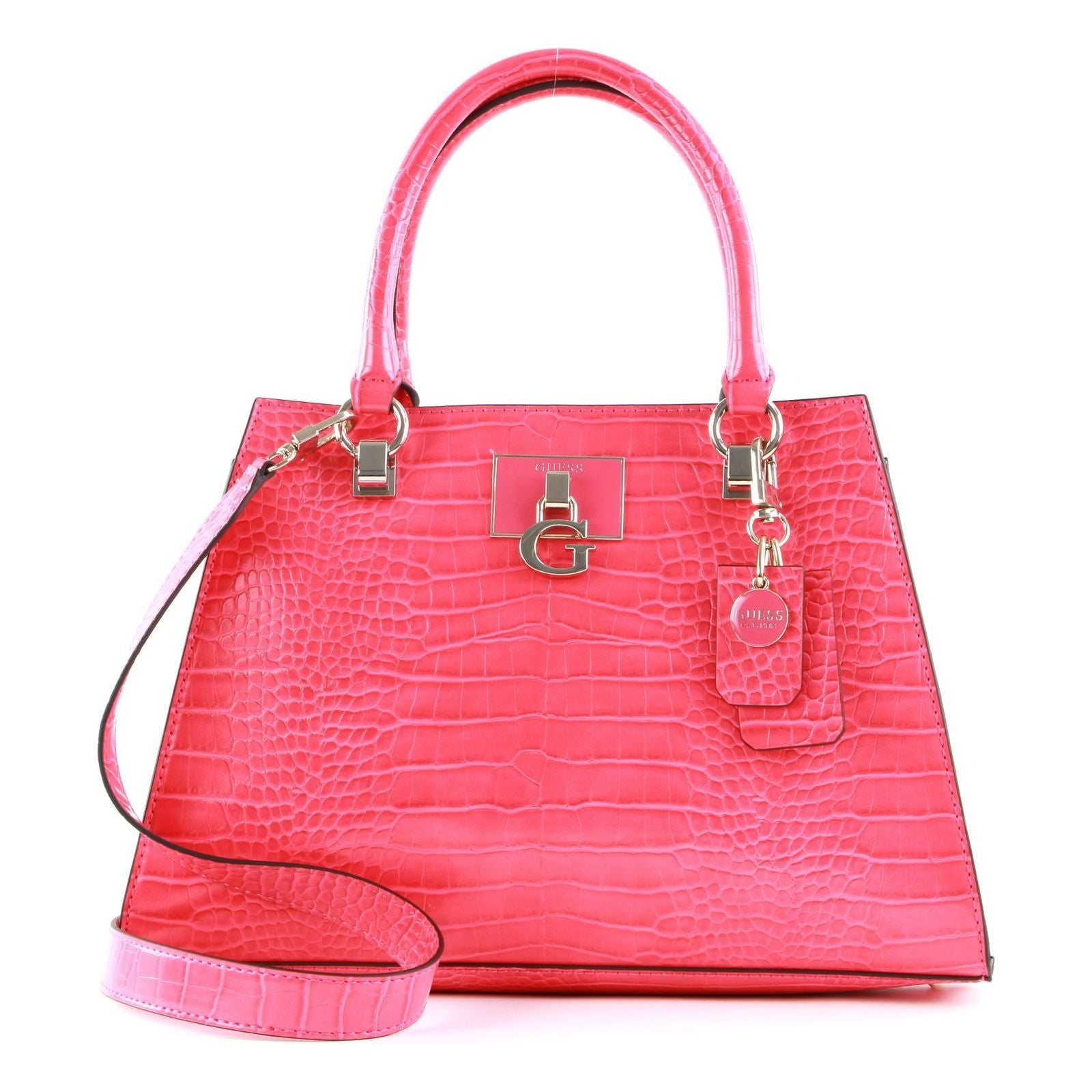 guess stephi fuchsia handbag